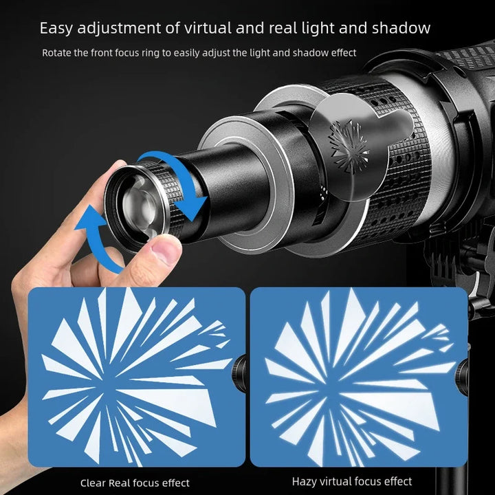 BowLift | Optical Spotlight Conical Lens Kit with 35 Gobos & Bowens Mount – Lumina