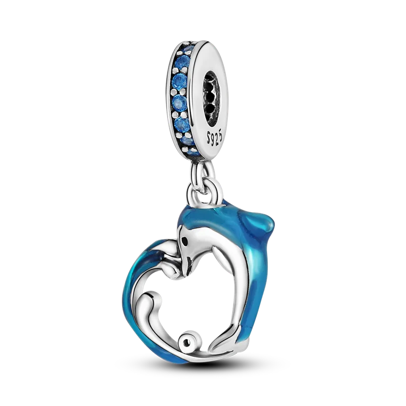 BowLift | 925 Silver Golden Leopard Charms Beads Colorful Chameleon Rhinoceros Lion Scarab Cat Pendant Compatible with Original Pandora Bracelet Jewelry