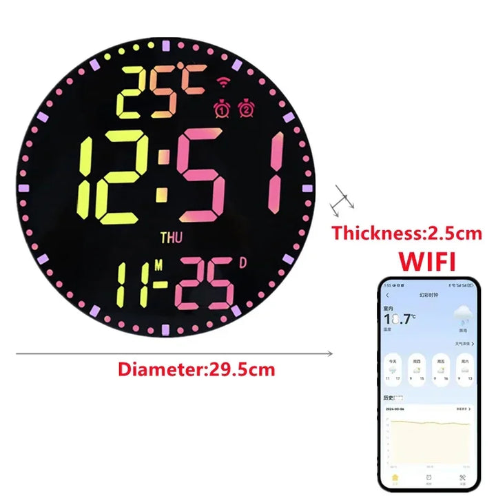 WiFiTime Clock - Smart LED Wall Clock with Calendar Bowlift