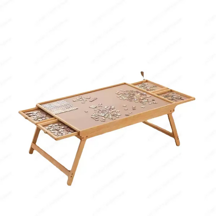 BowLift | Folding Wooden Puzzle Table with 4 Storage Drawers for Up to 1500 Pieces
