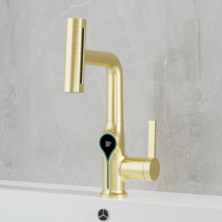 BowLift | Faucet with Waterfall Jet Temperature Display and Adjustable Sprayer