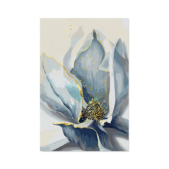 Big Blue Petal Floral Wall Art Fine Art Canvas Prints Modern Botanical Abstract Pictures For Living Room Bedroom Dining Room Art Decor | Bowlift