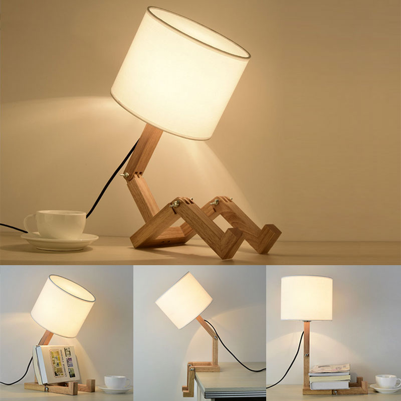 Thinker Wooden Robot Modern Night Lamp | Bowlift