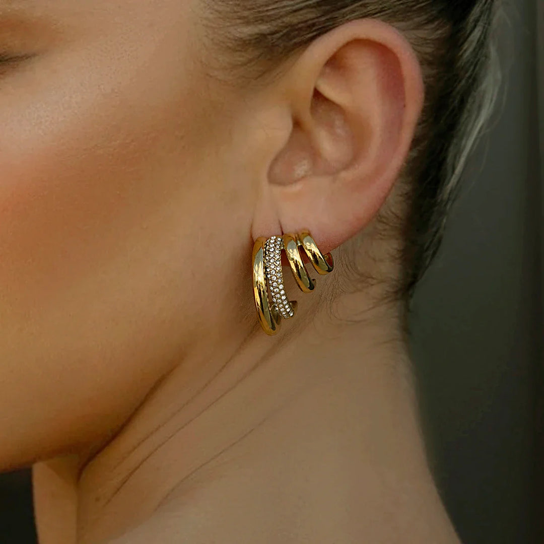 BowLift | 18k Quad Half Hoops Stud Earrings