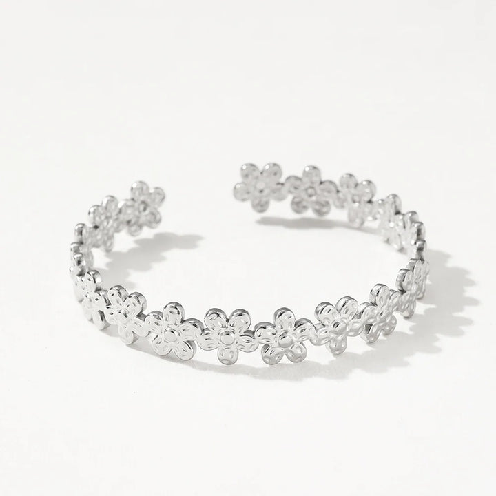 BowLift | Textured Floral Bangle Cuff Bracelet