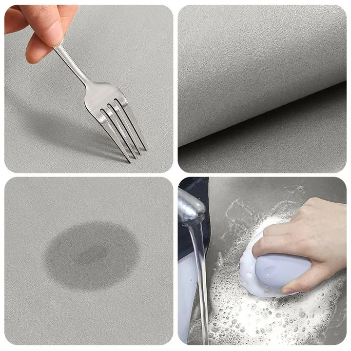 BowLift | Kitchen & Bath Mat AquaStone | Diatomite & Velvet Look | Super Absorbent & Non-Slip | Washable & Durable