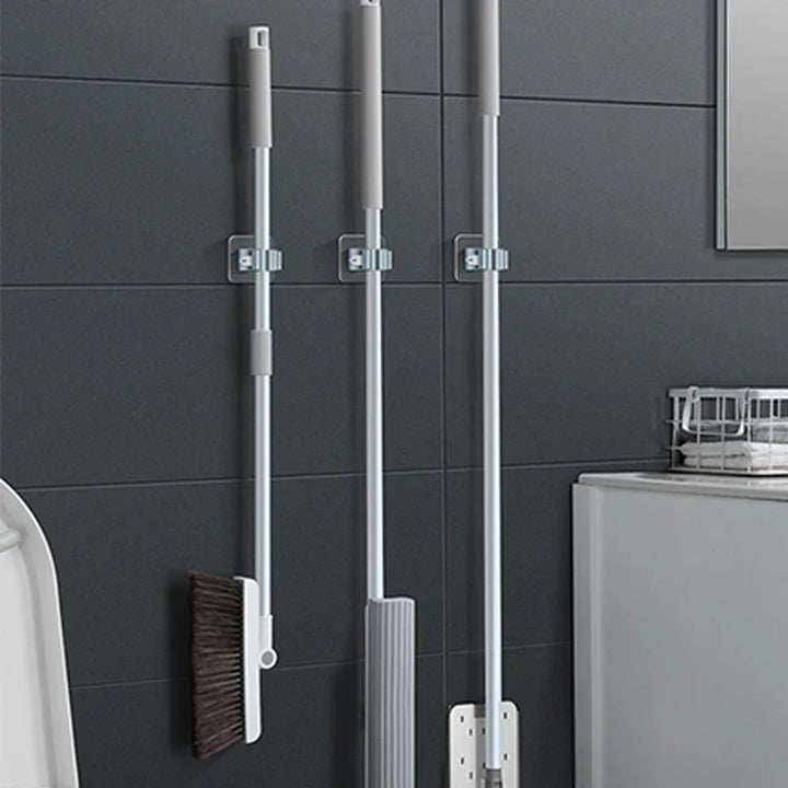 BowLift | Mop holder FixoGrip | Self-adhesive & Waterproof | Wall mount without drilling | Set of 4