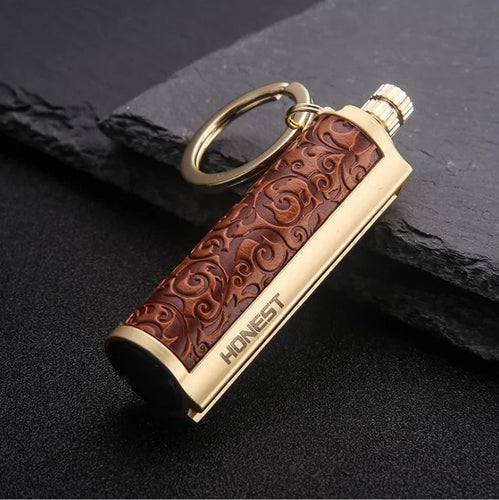 Leather Keychain Metal Match Inferno Lighter | Bowlift