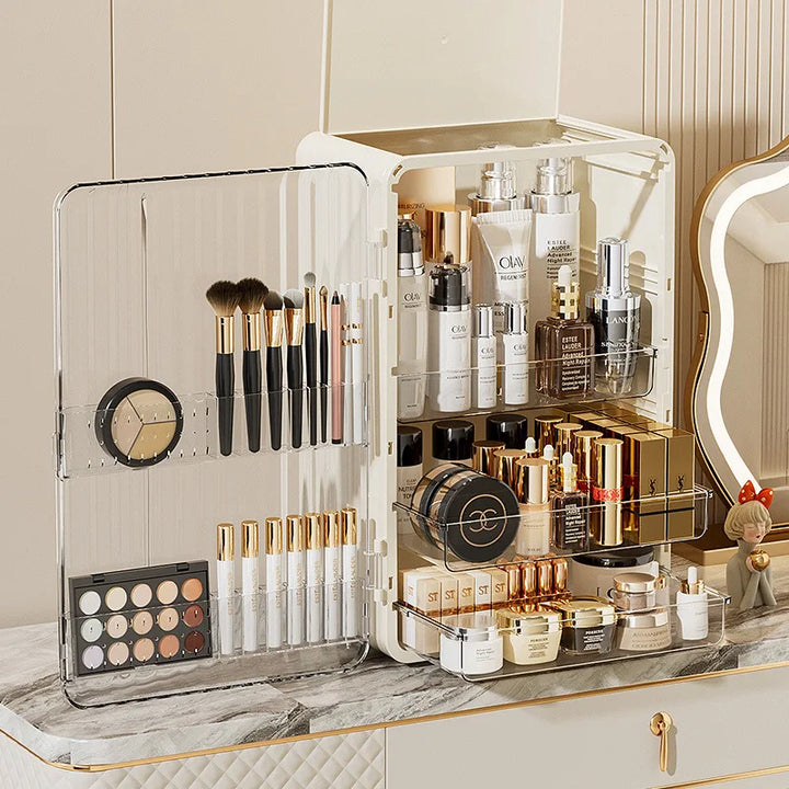 BowLift | Luxo Luxury Makeup Storage Box – Dust-Proof Cosmetic Organiser with Magnetic Door