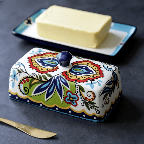 BowLift | Hand-painted butter board with floral pattern