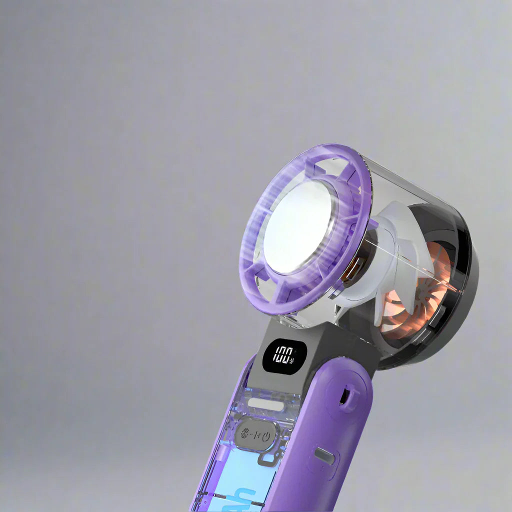 BowLift | CoolityGo Handheld Fan with Ice-Cool Technology | 100 Speed Levels | 3600mAh Battery | Foldable & Ultraleight