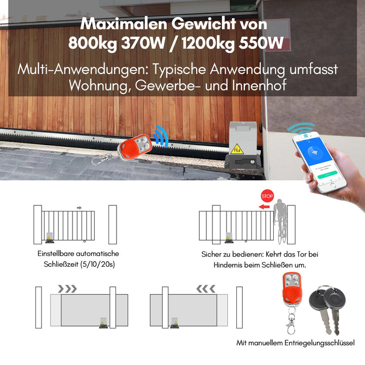 Sliding Gate Drive Garage Door Drive with App Control 370W/550W | Bowlift