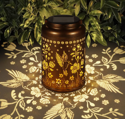 Intricate Metal Shadow Projection Table Lamp With Rechargeable LED Bowlift