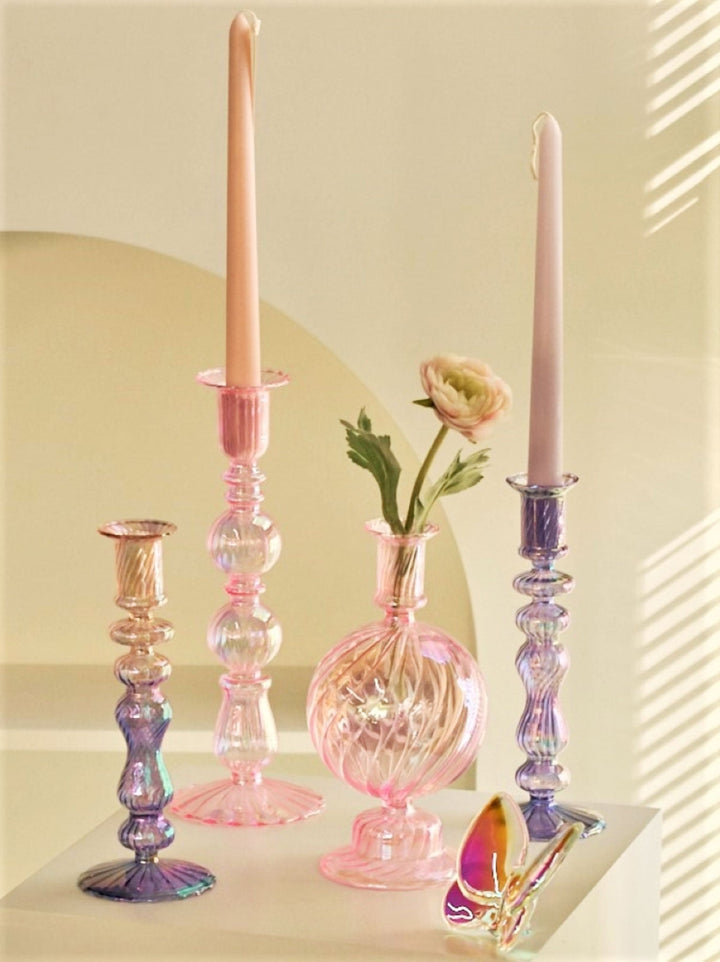 Ribbed Glass Candleholders - Mermaid | Bowlift