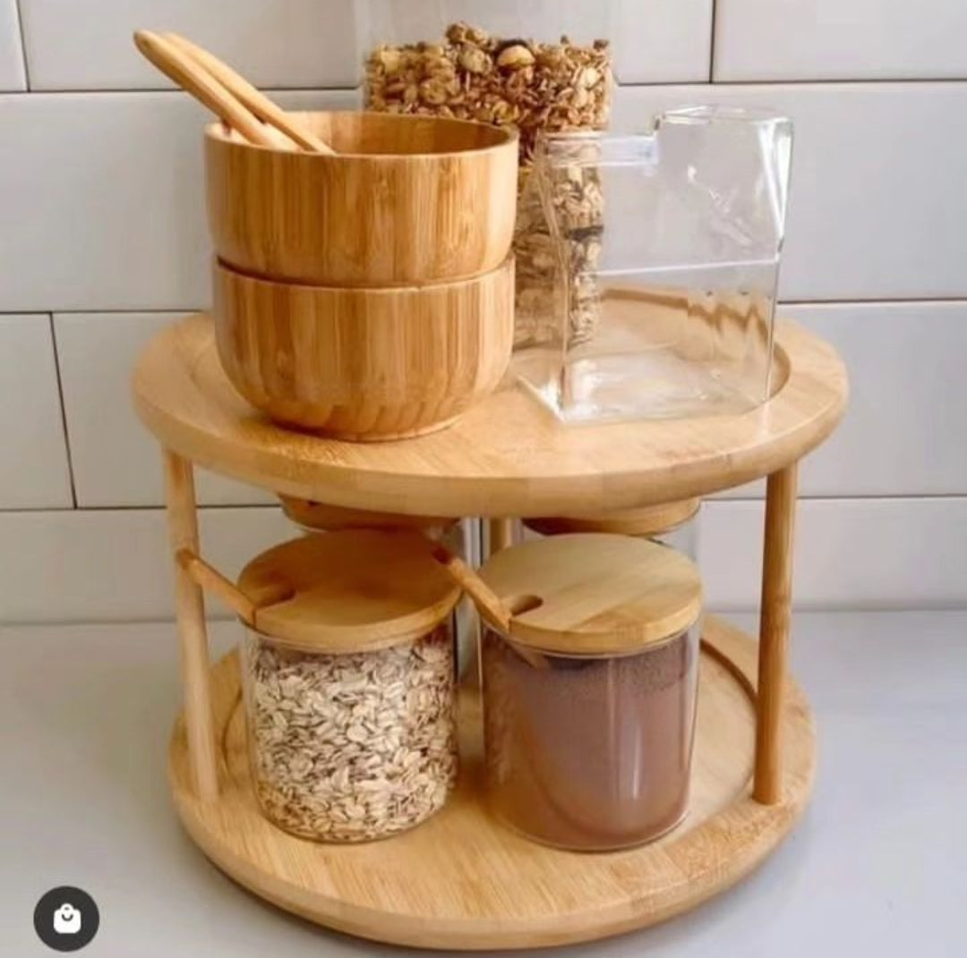 BowLift | 2Tier Rotating Bamboo Spice Rack