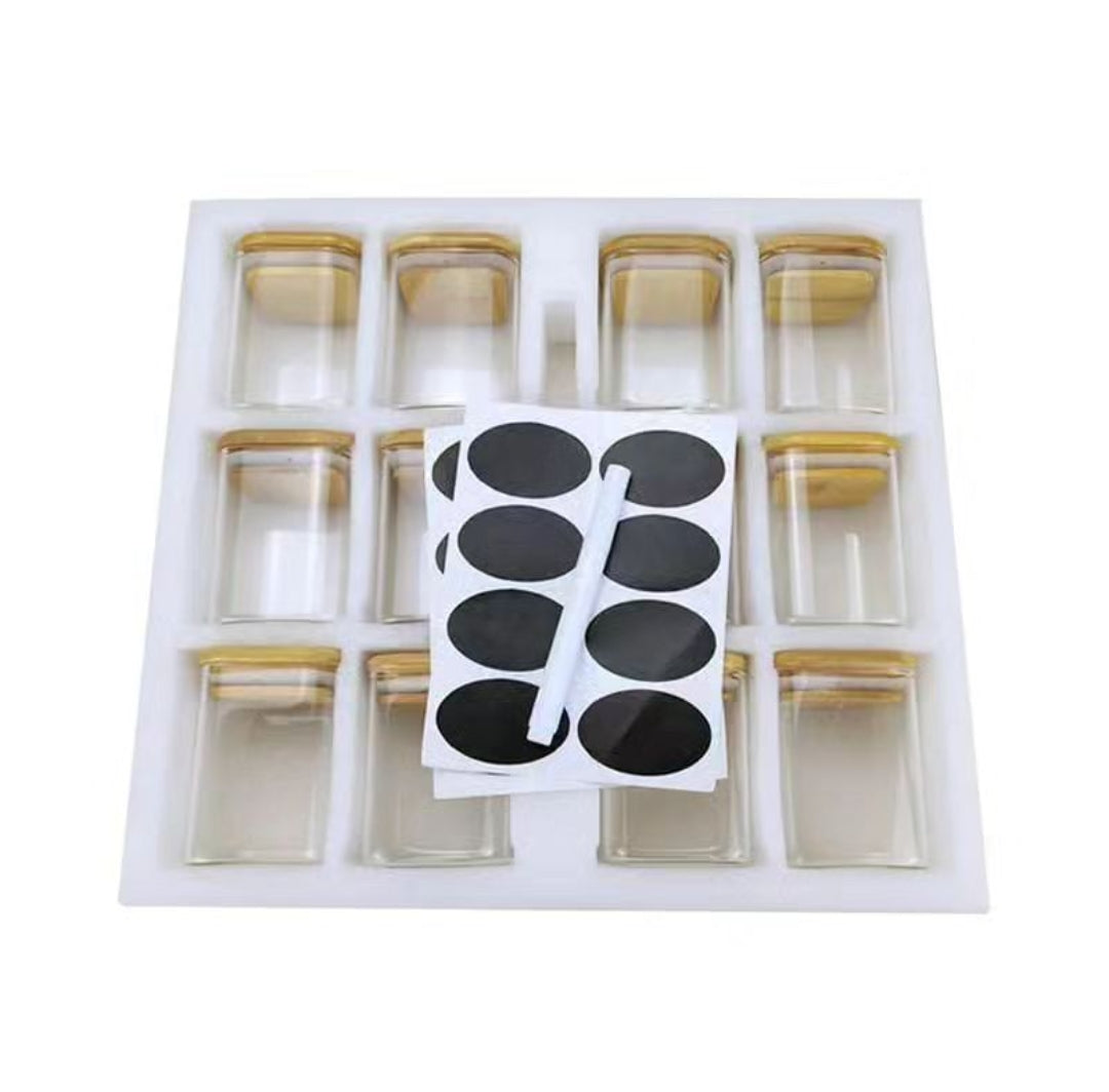 BowLift | 12 Piece Glass Spice Jar Set