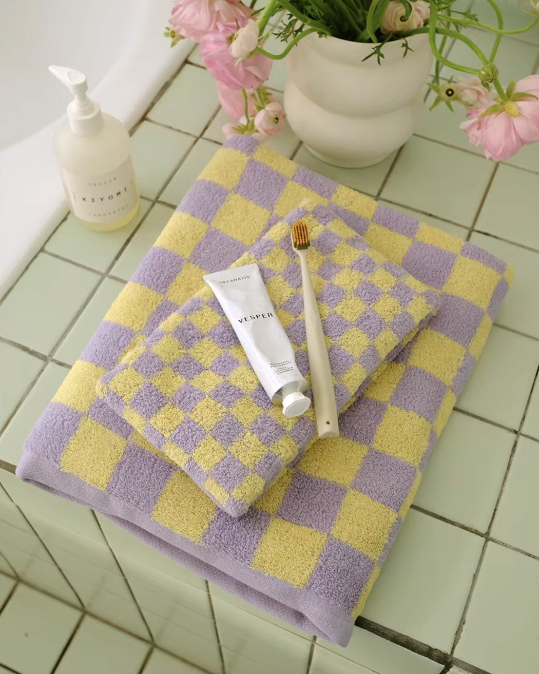 Checkerboard Cotton Towel | Bowlift