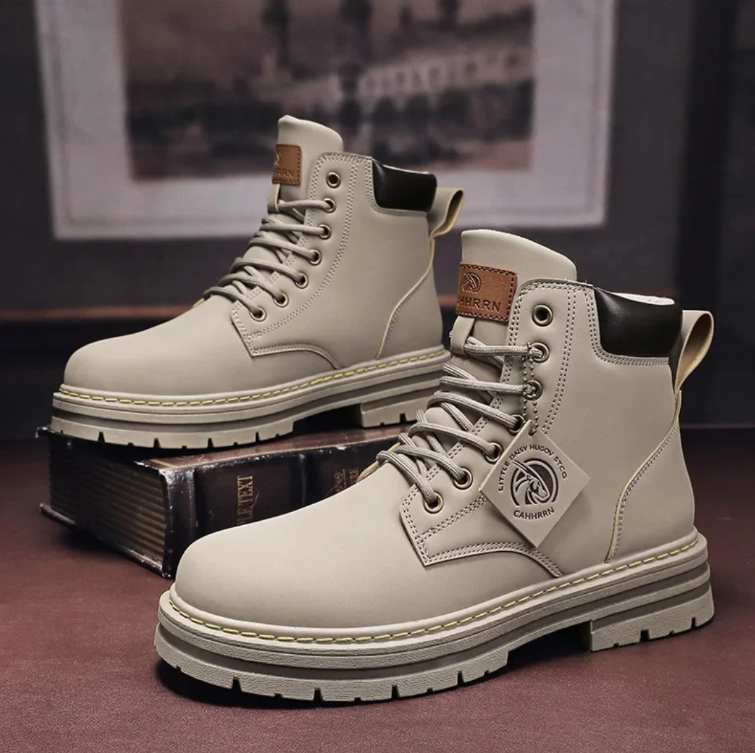 BowLift | Comfortable Men's Lace-Up Boots – Leather Support Boots with Non-Slip Sole