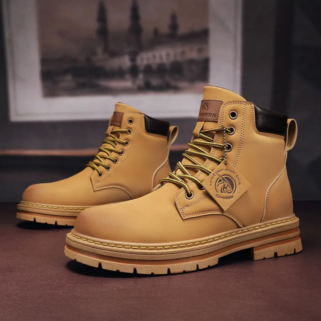 BowLift | Comfortable Men's Lace-Up Boots – Leather Support Boots with Non-Slip Sole