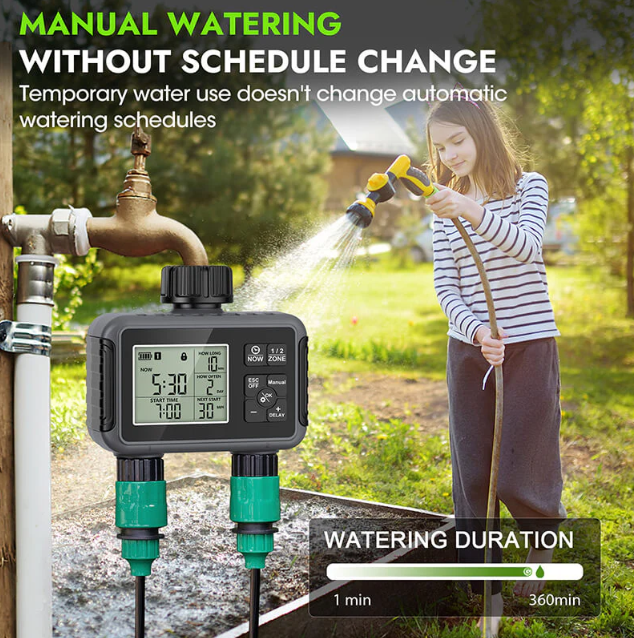 BowLift | Dual-Zone Sprinkler Water Timer with Smart Scheduling & LCD Display