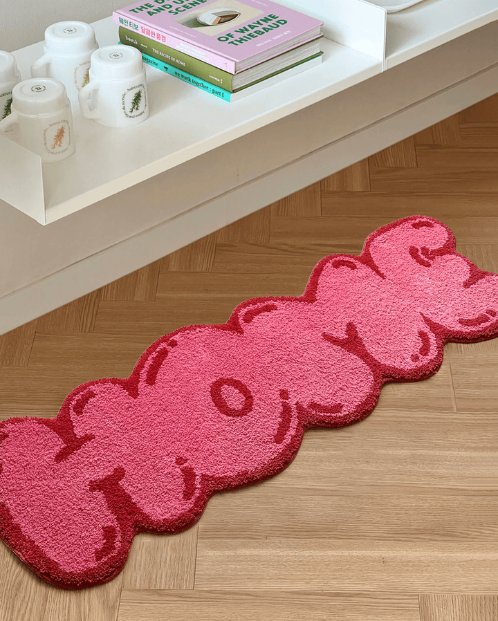 Pink Tufted "HOME" Balloon Font Rug | Bowlift