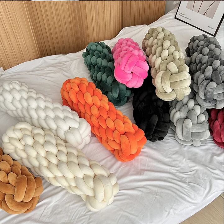 Braided Twist Pillow – Long Decorative Cushion for Sofa & Bed | Bowlift