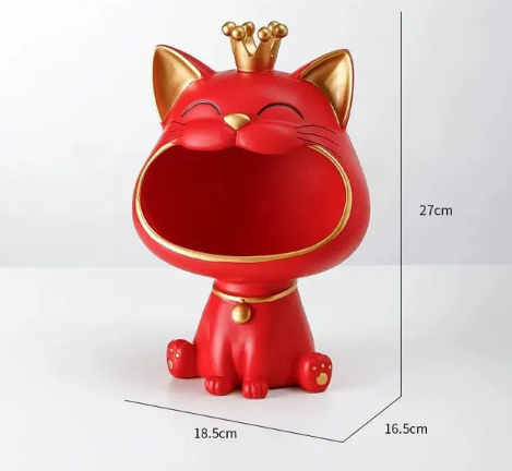 Laughing Lucky Cat Decoration, Bowl for Sweets and Jewelry, Modern Design | Bowlift