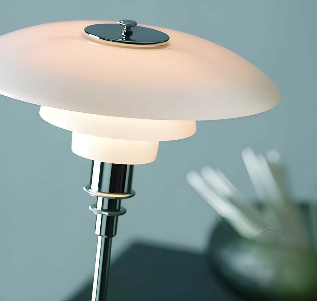 BowLift | NordiGlow LED Table Lamp – Elegant glass design in Nordic style, dimmable lighting for office, living room or bedroom