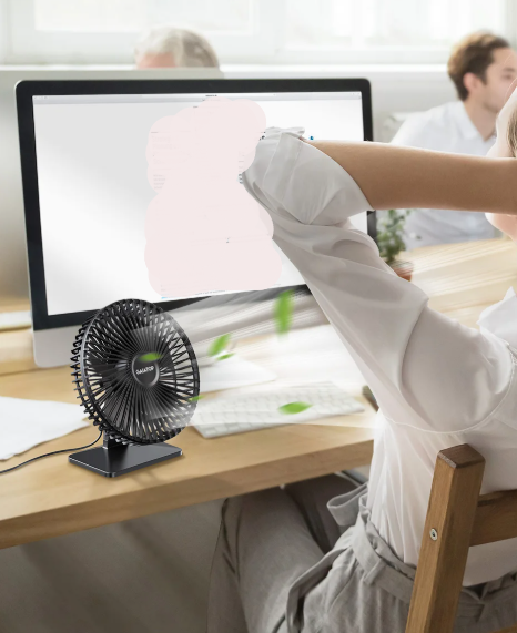Mira Oscillating USB Fan – Quiet, Compact & 4 Speeds for Desks and Nightstands | Bowlift