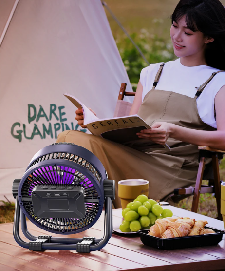 Riley 3-in-1 Camping Fan with LED and Powerbank – 20,000mAh Outdoor Fan with Hook & Remote Control | Bowlift