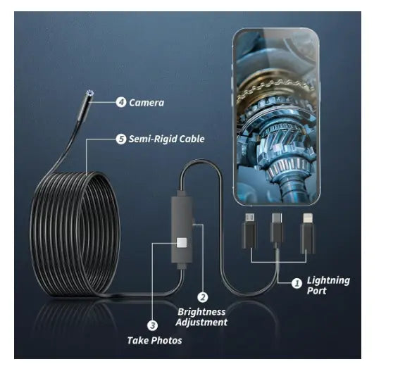 BowLift | HD Inspection Endoscope Camera – Waterproof with Adjustable LED Light