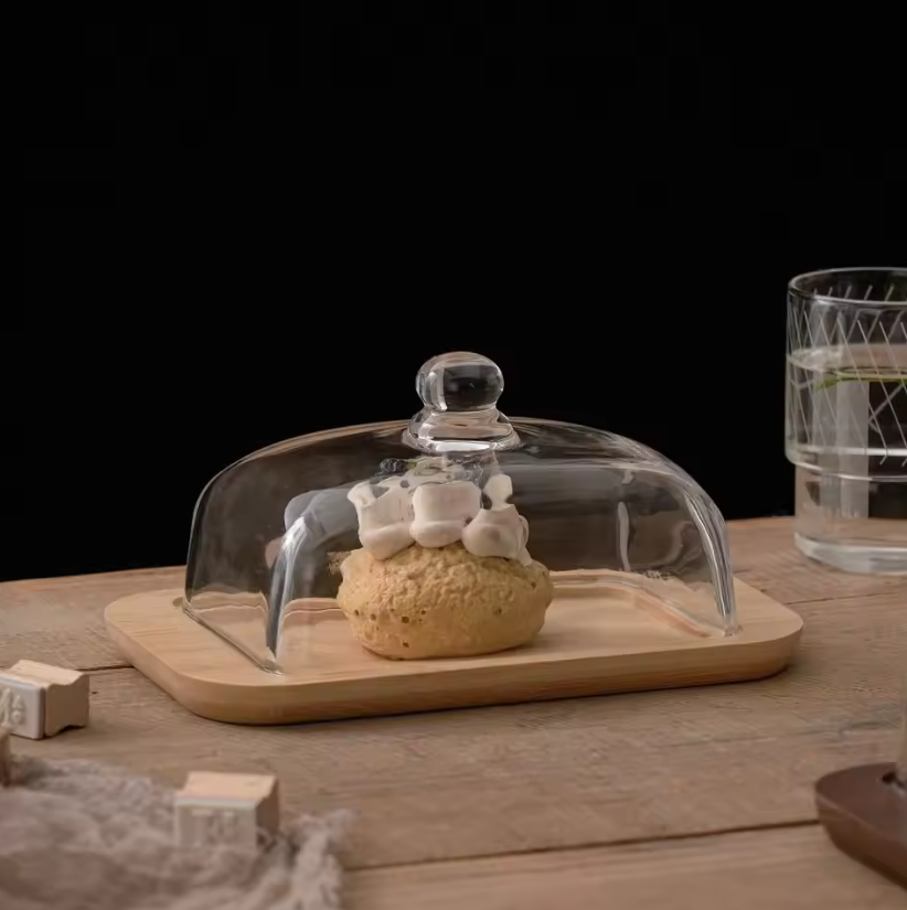 ButterVault Butter dish with glass lid and wooden base | Bowlift