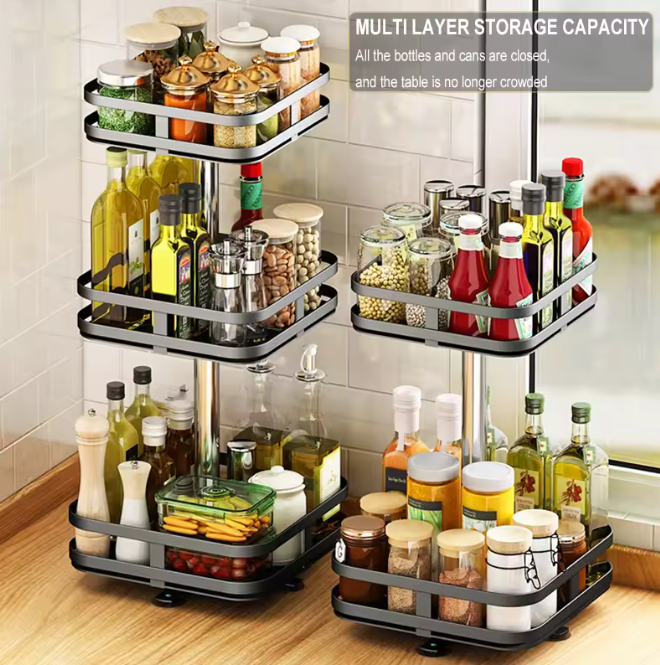 3-tier spice rack made of metal rotating | Bowlift