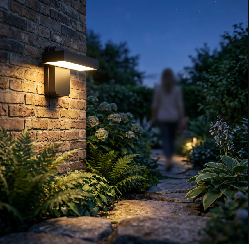 BowLift | PIR Motion Sensor Outdoor Wall Light | IP65 Waterproof, Rotatable Design & Adjustable Length for Gardens and Entrances