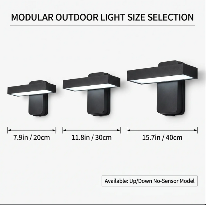 BowLift | PIR Motion Sensor Outdoor Wall Light | IP65 Waterproof, Rotatable Design & Adjustable Length for Gardens and Entrances