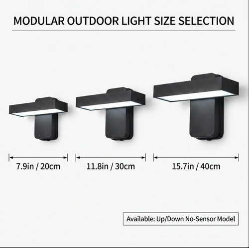 BowLift | PIR Motion Sensor Outdoor Wall Light | IP65 Waterproof, Rotatable Design & Adjustable Length for Gardens and Entrances