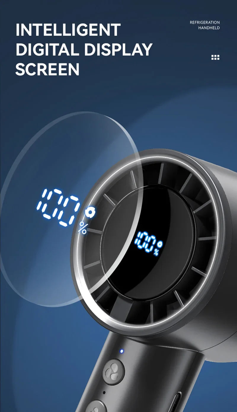 Silent High-Speed USB Handheld Fan – Portable Small Fan with LED Display, High Wind Power, and Cooling Air Conditioner Function | Bowlift