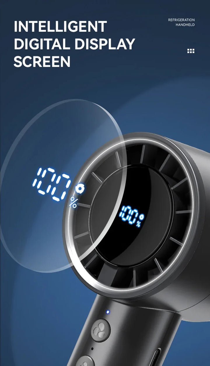 Silent High-Speed USB Handheld Fan – Portable Small Fan with LED Display, High Wind Power, and Cooling Air Conditioner Function | Bowlift