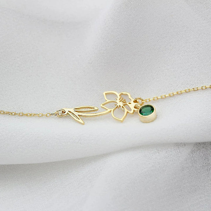 BowLift | Dainty Birth Flower & Birthstone Chain Bracelet
