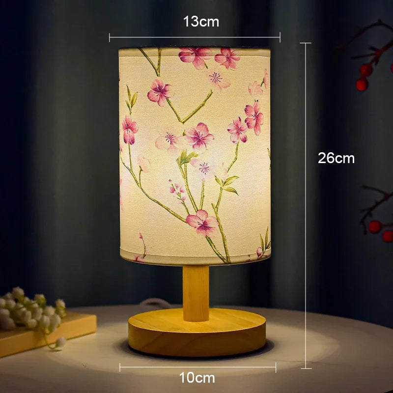 BowLift | LiánHua LED Table Lamp Plum Blossom | Dimmable | Fabric Shade in Chinese Style | Warm White Light | EU Plug