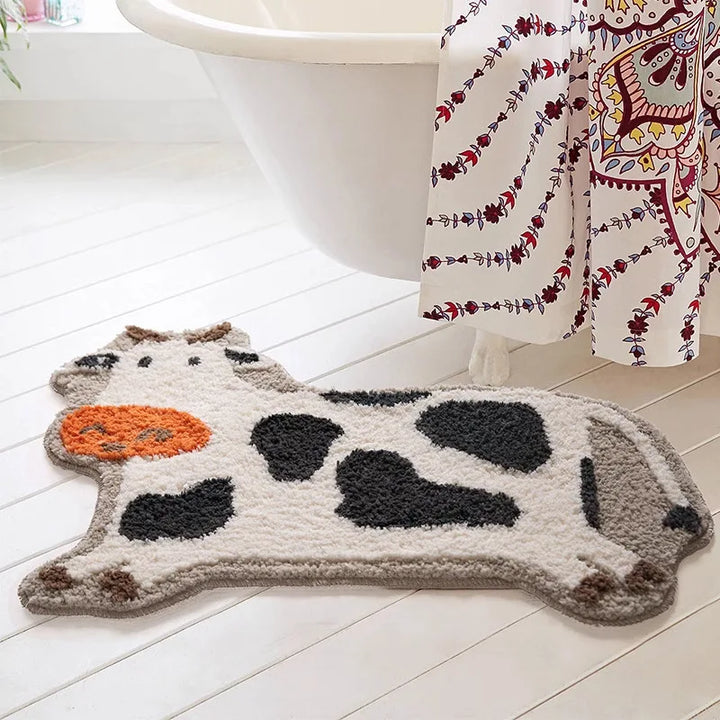 Mini Cow Fluffy Bath Mat | Bowlift