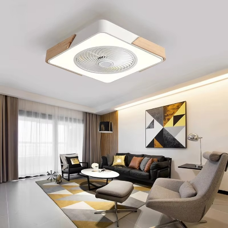 BowLift | Ultra-Thin Nordic-Inspired Square Ceiling Fan Lamp