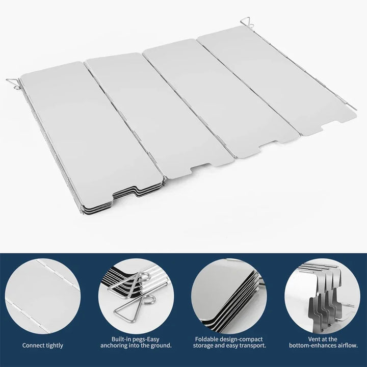 BowLift | WindShieldX Camping Windshield | Foldable & Ultralight | Stainless Steel | For Gas Cookers & Outdoor Cookers