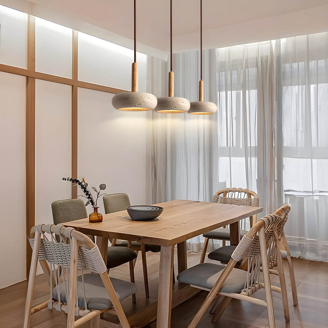 BowLift | GlowStone Ceiling Lamp - Natural Travertine LED Pendant Light