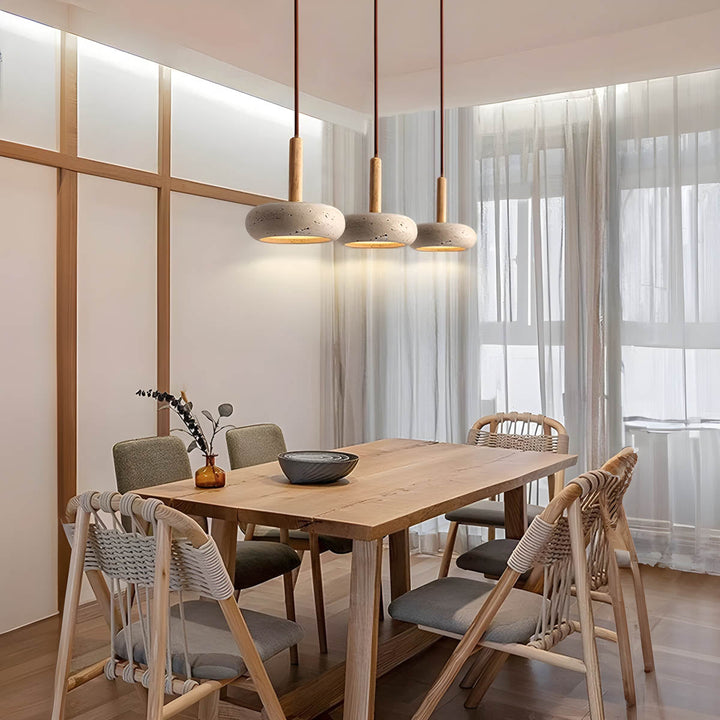 BowLift | GlowStone Ceiling Lamp - Natural Travertine LED Pendant Light