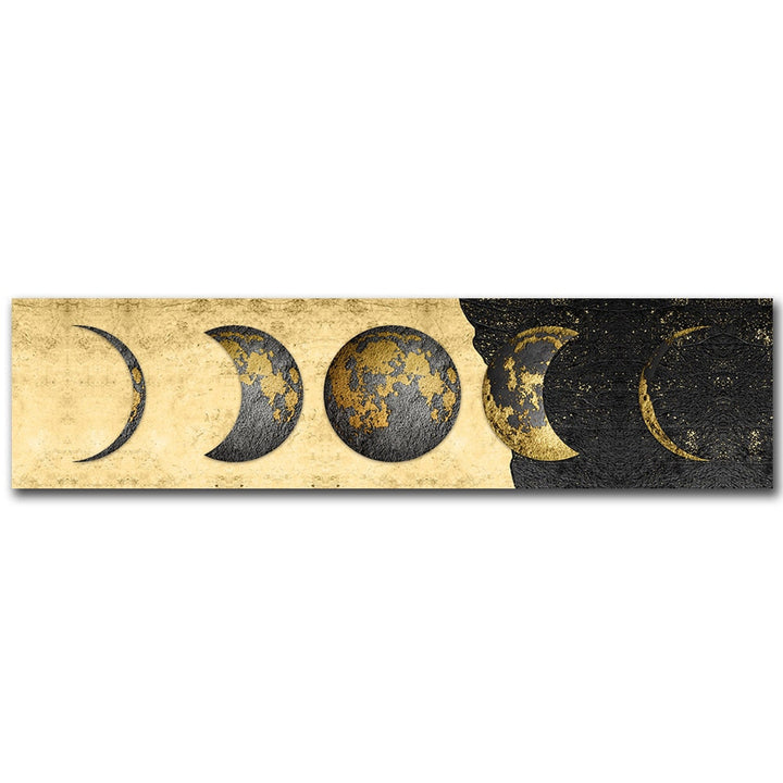Moon Phases Wide Format Black White Wall Art Canvas Prints Pictures For Bedroom Above The Bed Living Room Decor | Bowlift
