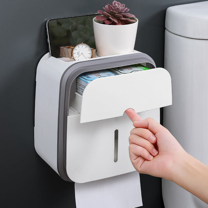Wall-Mounted Bathroom Organizer Tissue Box Holder | Bowlift
