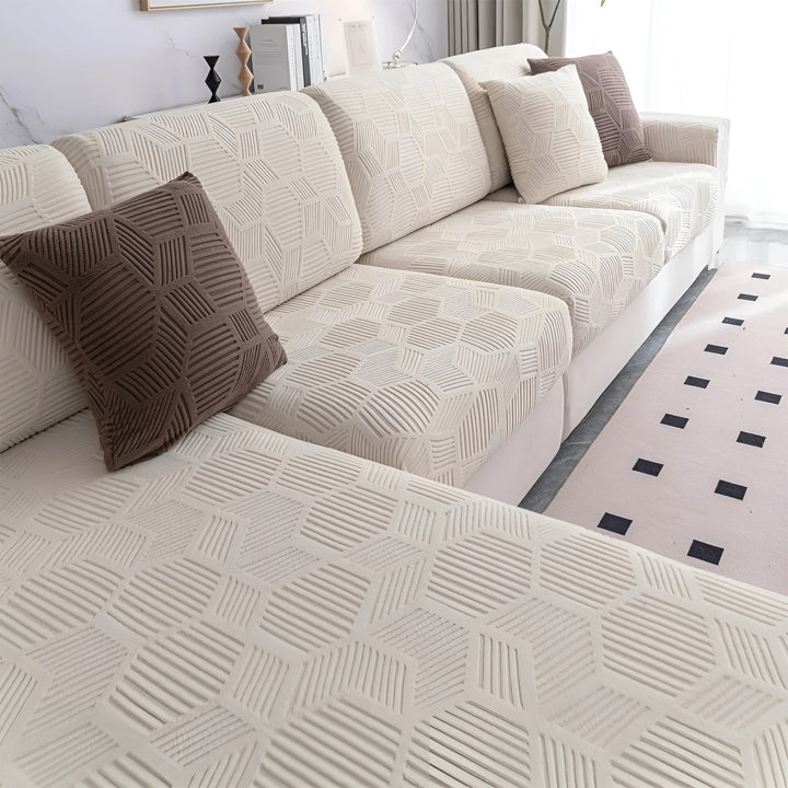 Jacquard Sofa Cover with Geometric Pattern – Soft & Pet-Friendly | Perfect for Protection and Cozy Living Spaces | Bowlift