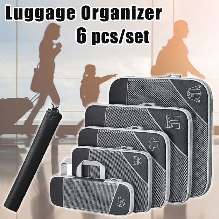 BowLift | PackEase Travel Organizer Set | 6-piece | Compressible Suitcase Bags | Waterproof & Space Saving