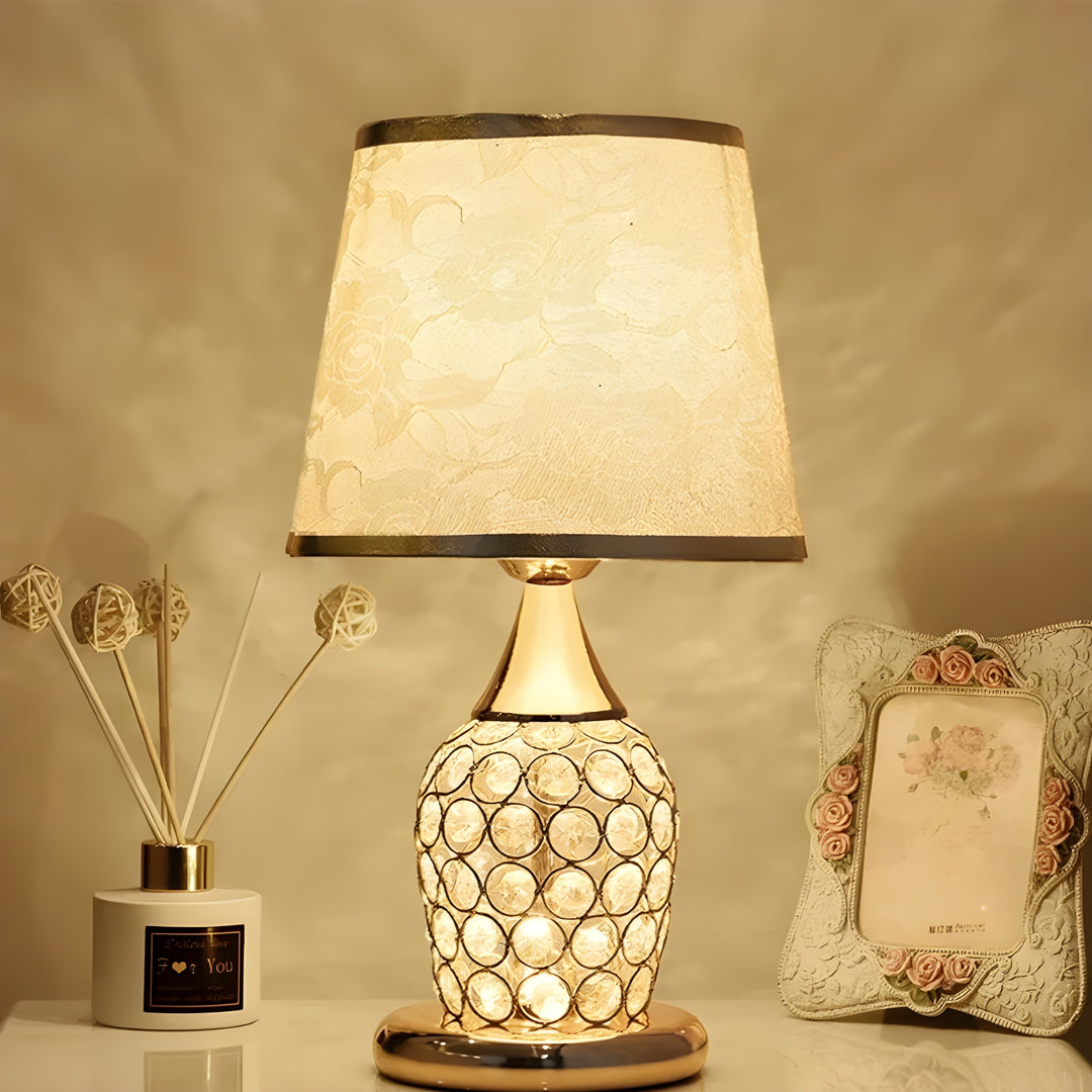 BowLift | Lustrelia Crystal Optic Table Lamp | LED Lighting & Touch Function | Elegant Play of Light | 220V | Plastic